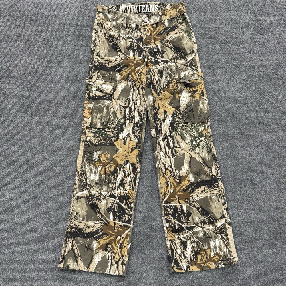 VIP Jeans Tree Camo Cargo Pants Woman Size 7/28 Real Tree Utility StreetWear Y2K